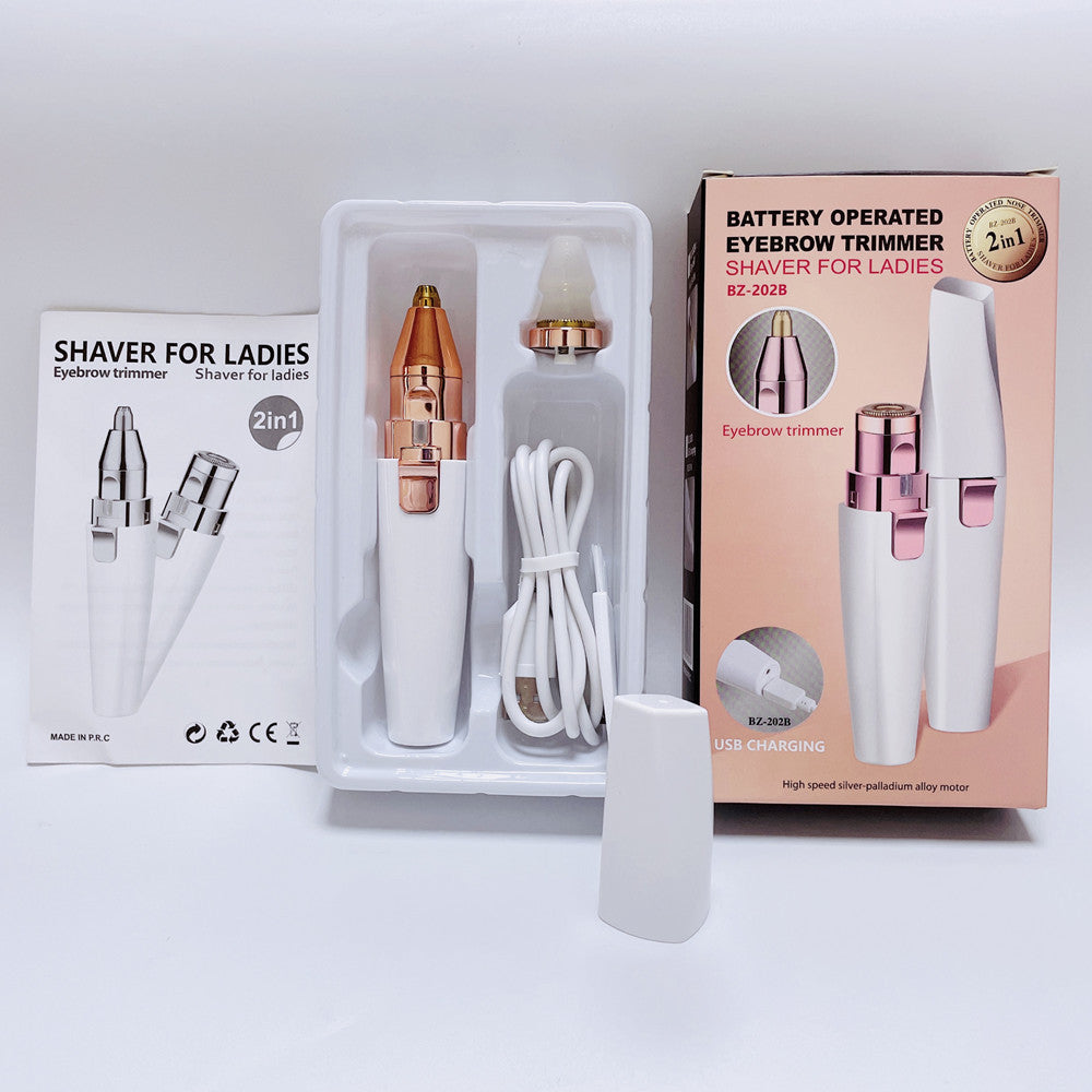 Eyebrow Facial Trimmer: 2 in1 Rechargeable Facial Hair Removal and Eyebrow Electric Shaver - Face Lips Body Painless Facial Razor Daily Comfort - Lefreniy