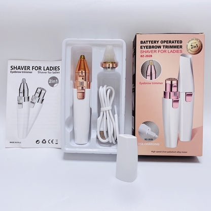 Eyebrow Facial Trimmer: 2 in1 Rechargeable Facial Hair Removal and Eyebrow Electric Shaver - Face Lips Body Painless Facial Razor Daily Comfort - Lefreniy