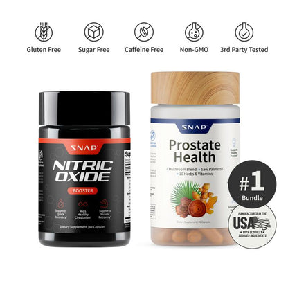 Ultimate Men's Health Bundle - Snap Supplements - Nitric Oxide Booster 60ct + Prostate Health Bundle - Natural Supplement Capsules - Support Blood Circulation & Prostate Health - Lefreniy
