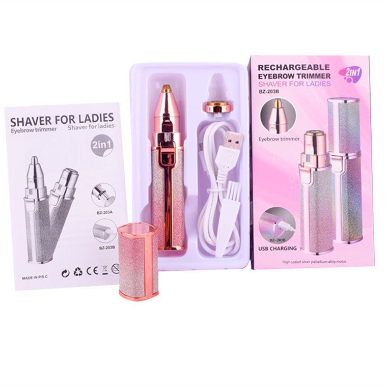 Eyebrow Facial Trimmer: 2 in1 Rechargeable Facial Hair Removal and Eyebrow Electric Shaver - Face Lips Body Painless Facial Razor Daily Comfort - Lefreniy