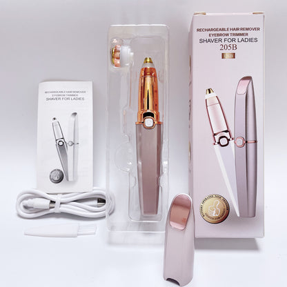 Eyebrow Facial Trimmer: 2 in1 Rechargeable Facial Hair Removal and Eyebrow Electric Shaver - Face Lips Body Painless Facial Razor Daily Comfort - Lefreniy