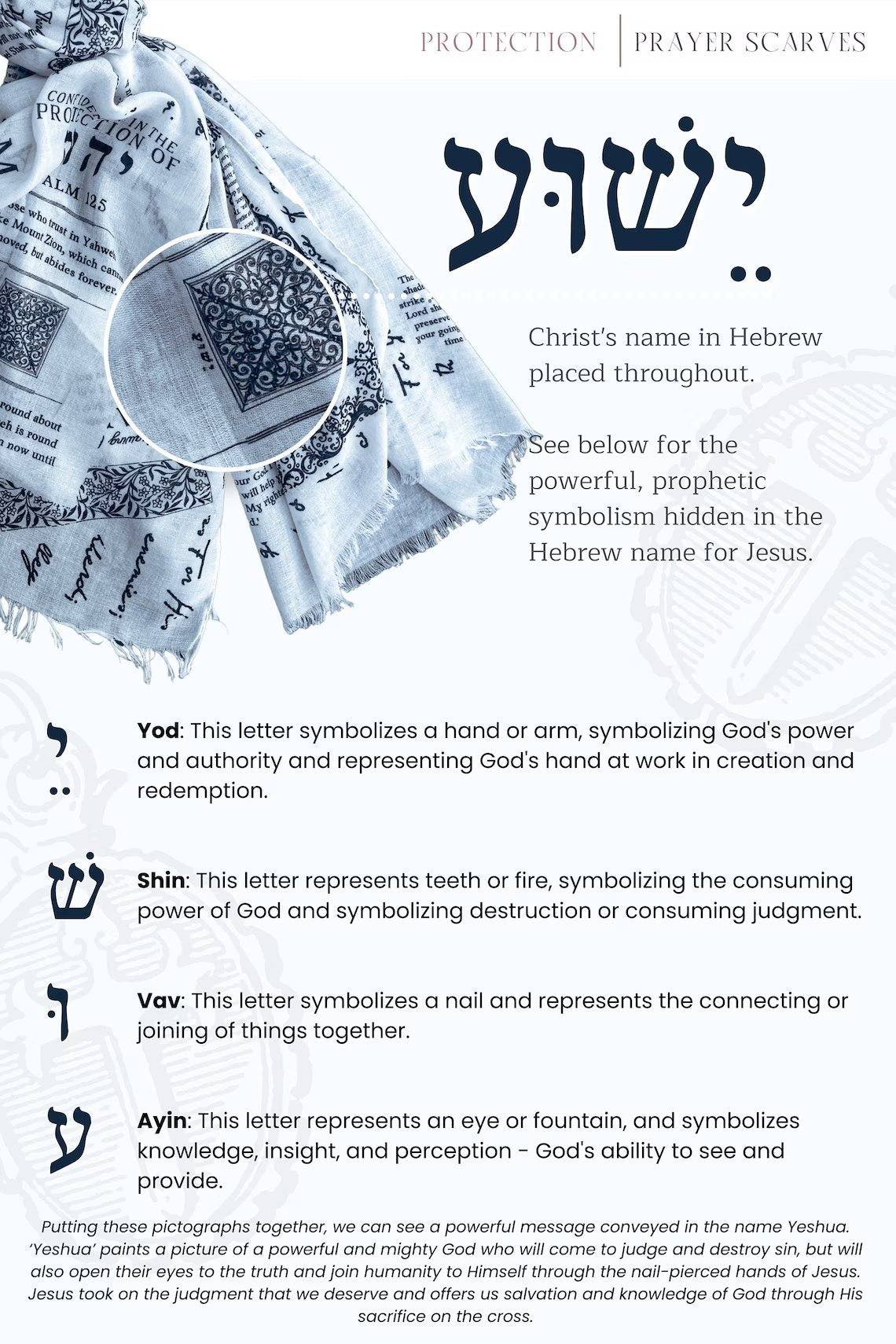 ✝️Christian Prayer Shawl: Protection Bible Verse Scarf, Yeshua Scripture Wrap🙏