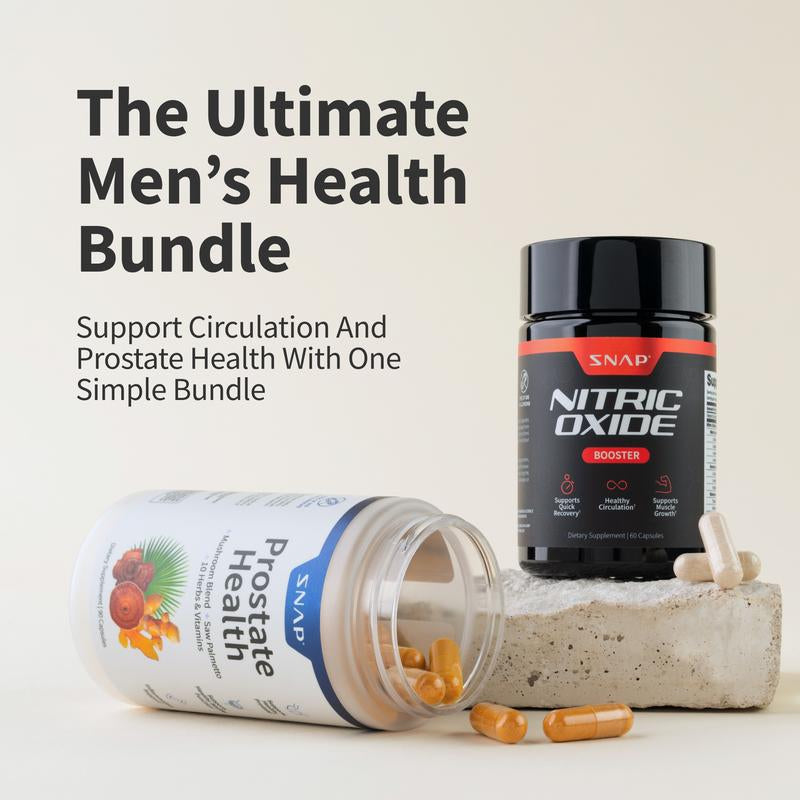 Ultimate Men's Health Bundle - Snap Supplements - Nitric Oxide Booster 60ct + Prostate Health Bundle - Natural Supplement Capsules - Support Blood Circulation & Prostate Health - Lefreniy