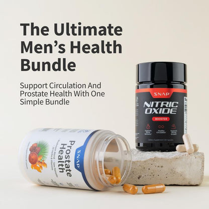 Ultimate Men's Health Bundle - Snap Supplements - Nitric Oxide Booster 60ct + Prostate Health Bundle - Natural Supplement Capsules - Support Blood Circulation & Prostate Health - Lefreniy
