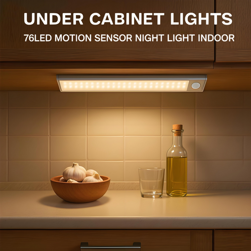 TAILEDEN Under Cabinet Lightsm,76LED Motion Sensor Night Light Indoor
