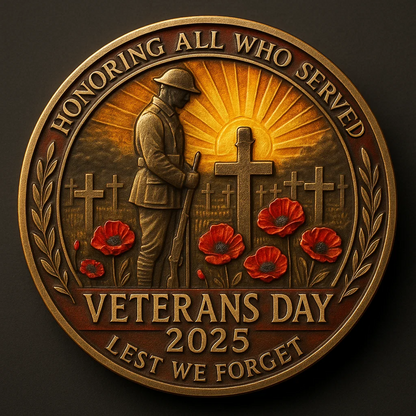 Veterans Day 2025 Commemorative Coin – Honoring All Who Served 🇺🇸🌺