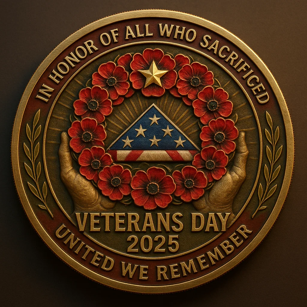 Veterans Day 2025 Commemorative Coin – Honoring All Who Served 🇺🇸🌺