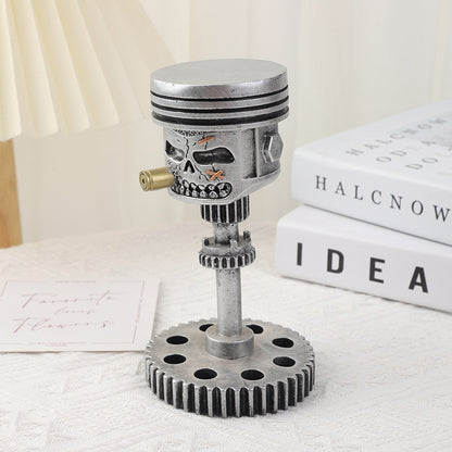 Handmade Piston Skull Face Sculpture