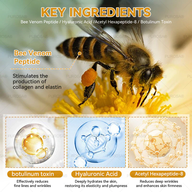 🐝PUROSA® Bee Venom Skin Treatment Cream, Anti-aging, Hydrating, Skin Repair, Even Tone, Acne and Dark Spot Treatment, Wart and Mole Removal, Psoriasis Relief