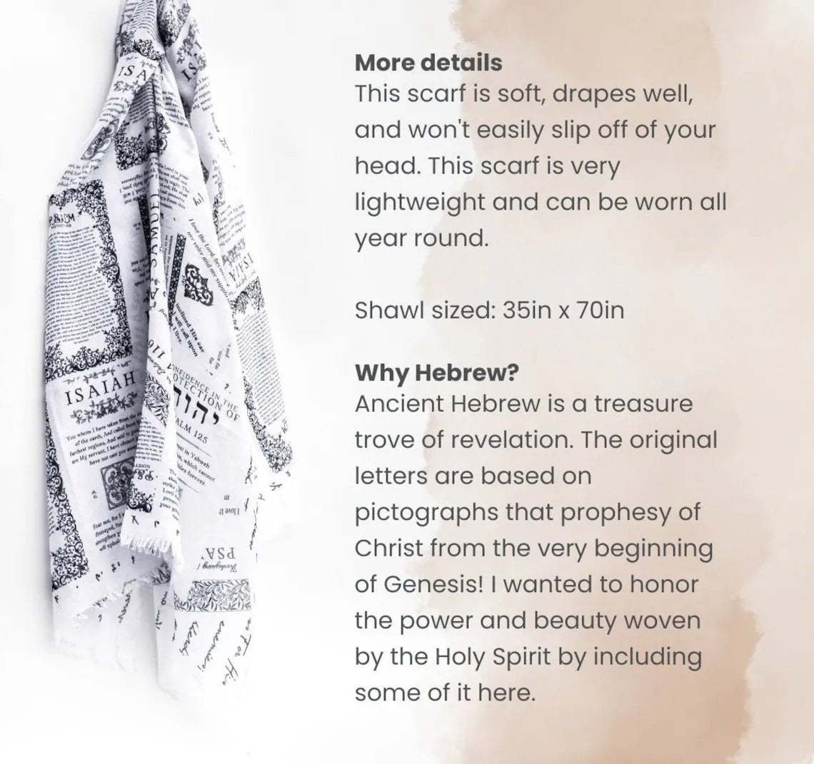 ✝️Christian Prayer Shawl: Protection Bible Verse Scarf, Yeshua Scripture Wrap🙏