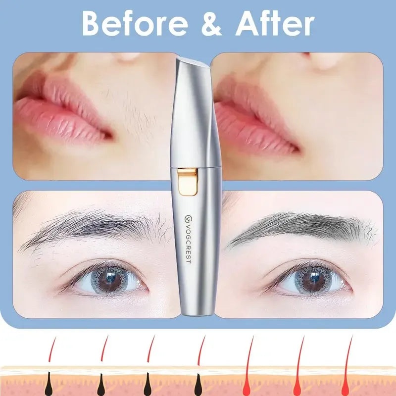 Eyebrow Facial Trimmer: 2 in1 Rechargeable Facial Hair Removal and Eyebrow Electric Shaver - Face Lips Body Painless Facial Razor Daily Comfort - Lefreniy