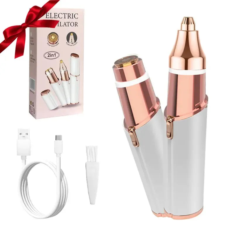 Eyebrow Facial Trimmer: 2 in1 Rechargeable Facial Hair Removal and Eyebrow Electric Shaver - Face Lips Body Painless Facial Razor Daily Comfort - Lefreniy